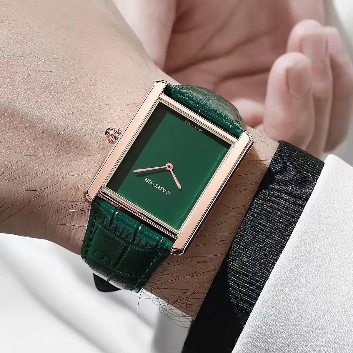 Cartier SantosTank Louis Copper Green Slim Premium Watch - Image 2