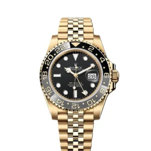 GMT-Master II yellow gold Jubilee bracelet and Black dial.