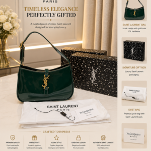 YSL SAINT LAURENT SHOULDER BAG GREEN SLEEK LEATHER PREMIUM WITH OG BOX